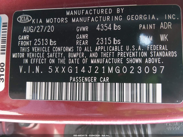 KIA K5 LXS 2021 5XXG14J21MG023097 Image 9