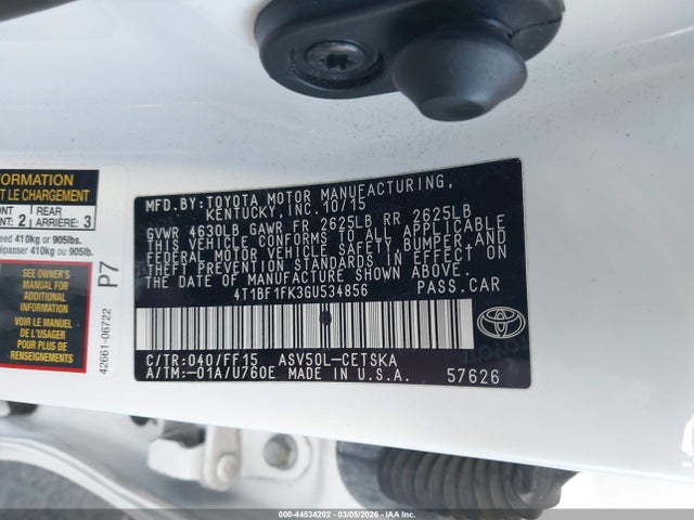 Toyota CAMRY SE 2016 4T1BF1FK3GU534856 Image 9