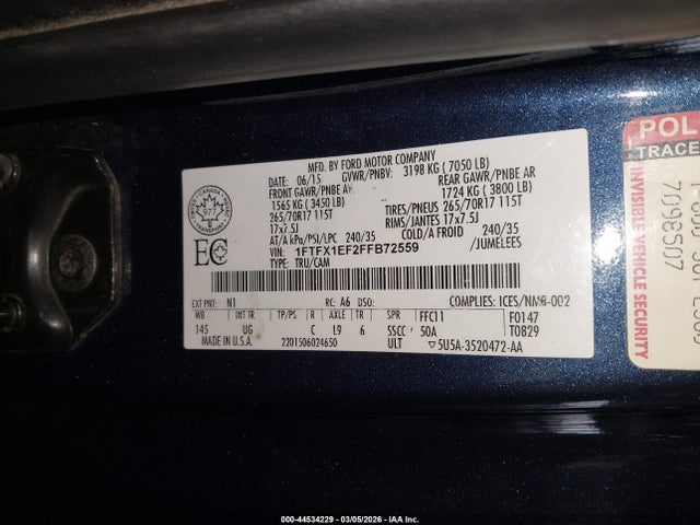 Ford F-150 Xlt 2015 1FTFX1EF2FFB72559 Image 9