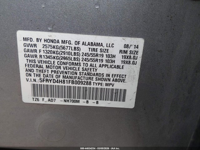 Продажа на аукционе авто 2015 Acura Mdx Advance Pkg W/entertainment Pkg, vin: 5FRYD4H81FB009288, номер лота: 44534234