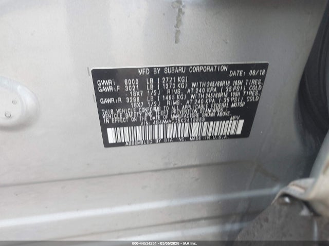 Aukcja sprzedaży 2019 Subaru Ascent Premium, vin: 4S4WMACD5K3418859, numer aukcji: 44534251