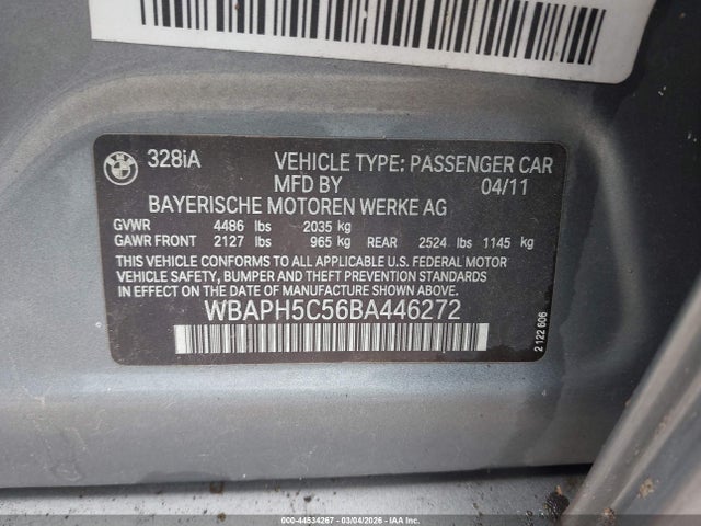 Продажа на аукционе авто 2011 Bmw 328i, vin: WBAPH5C56BA446272, номер лота: 44534267