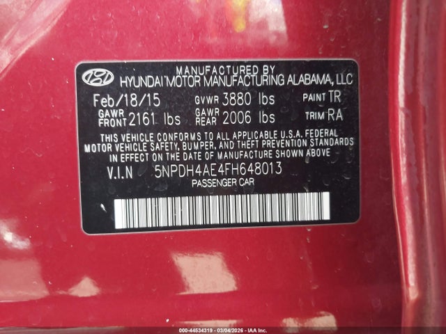 Hyundai ELANTRA SE 2015 5NPDH4AE4FH648013 Image 9