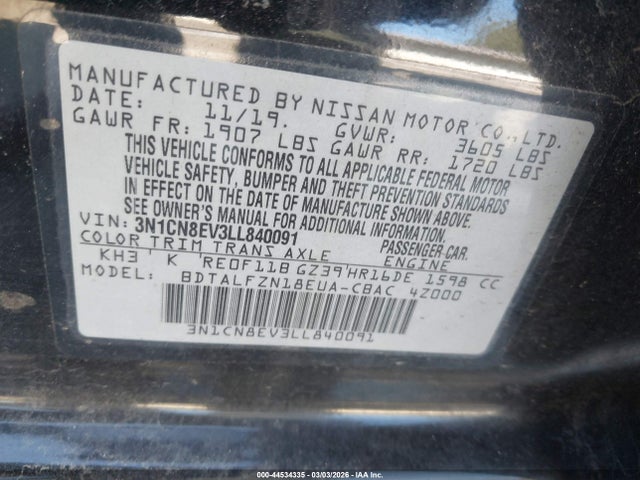 Nissan Versa Sv Xtronic Cvt 2020 3N1CN8EV3LL840091 Image 9