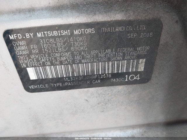 2017 MITSUBISHI MIRAGE G4 ML32F3FJ2HHF12578 Photo 8