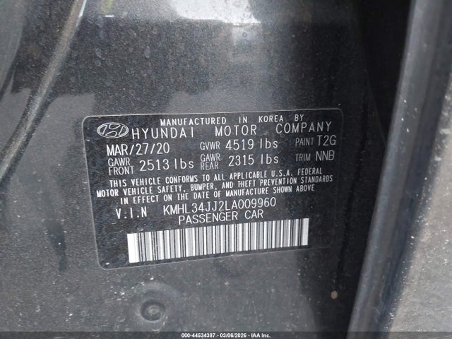 Hyundai Sonata Hybrid Sel 2020 KMHL34JJ2LA009960 Image 9