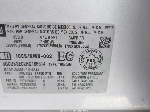Chevrolet Silverado 1500 1lz 2017 3GCUKSEC2HG166814 Image 9