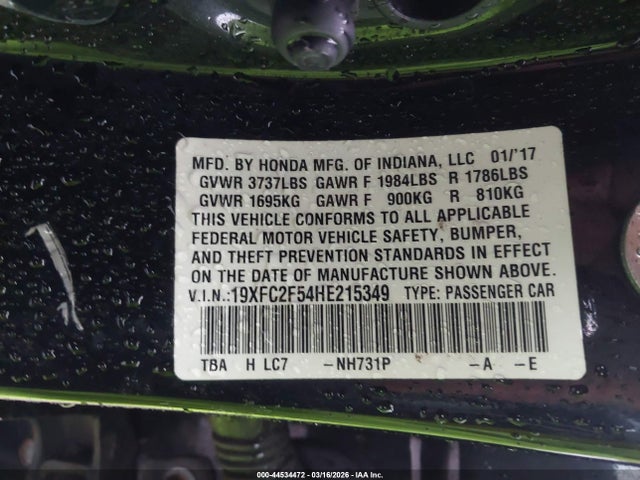 Honda Civic Lx 2017 19XFC2F54HE215349 Image 9