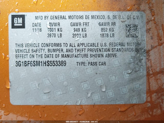 Chevrolet Cruze Premier Auto 2017 3G1BF6SM1HS553389 Image 9