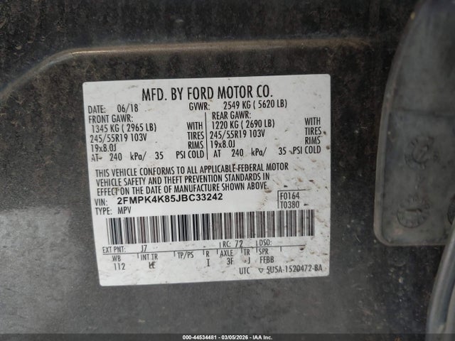 Ford Edge Titanium 2018 2FMPK4K85JBC33242 Image 9