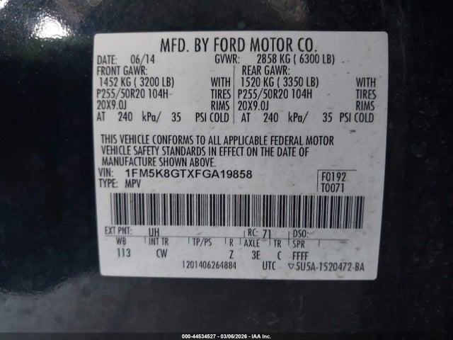 1FM5K8GTXFGA19858 Ford EXPLORER SPORT