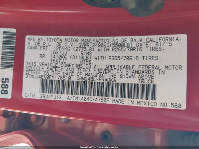 3TMLU4EN0FM178610 Toyota Tacoma Base V6