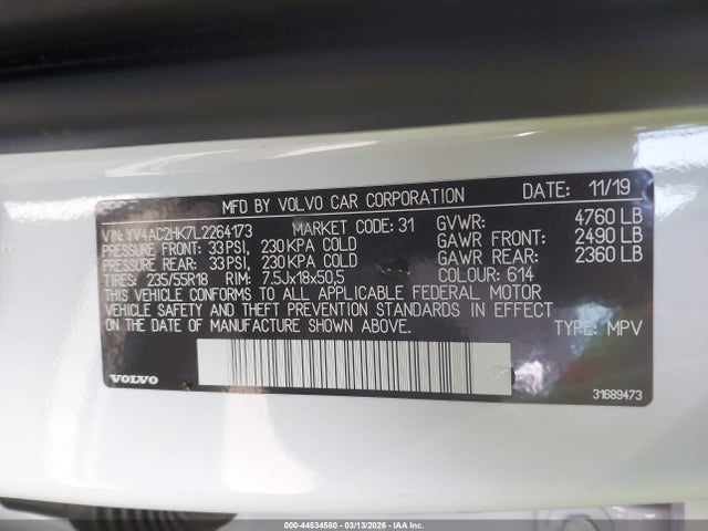2020 VOLVO XC40 YV4AC2HK7L2264173 Photo 8