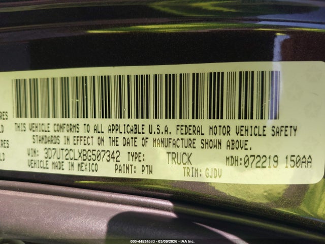 Aukcja sprzedaży 2011 Ram Ram 2500 Laramie, vin: 3D7UT2CLXBG507342, numer aukcji: 44534583