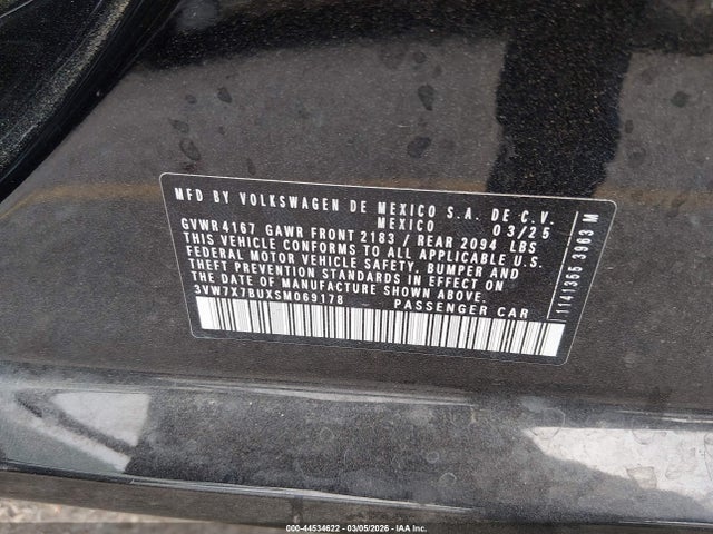 44534622 :رقم المزاد ، 3VW7X7BUXSM069178 vin ، 2025 Volkswagen Jetta 1.5t Se مزاد بيع