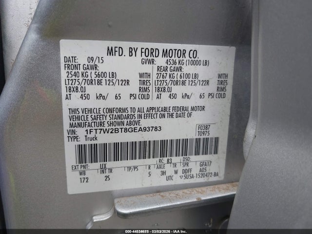 Ford F-250 Xlt 2016 1FT7W2BT8GEA93783 Image 9