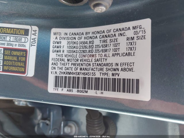 2HKRM4H5XFH645155 Honda CR-V EX