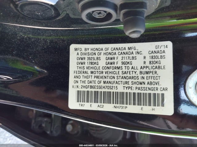 2HGFB6E55EH705215 Honda CIVIC SI