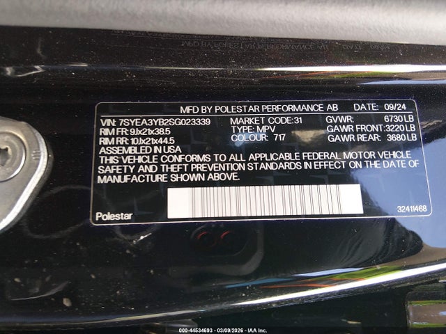 Продаж на аукціоні авто 2025 Polestar 3 Long Range Dual Motor/long Range Dual Motor Launch Edition, vin: 7SYEA3YB2SG023339, номер лоту: 44534693