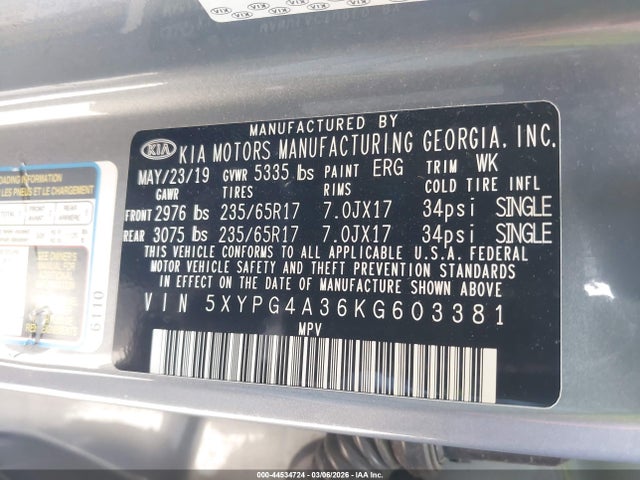 2019 KIA SORENTO 5XYPG4A36KG603381 Photo 8