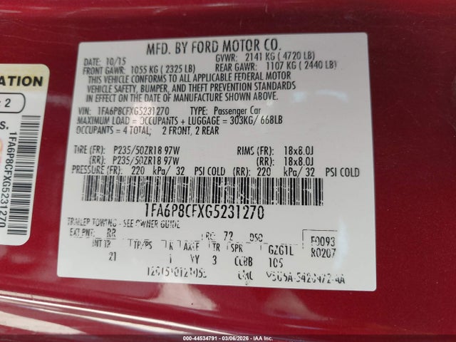 Ford MUSTANG GT 2016 1FA6P8CFXG5231270 Image 9