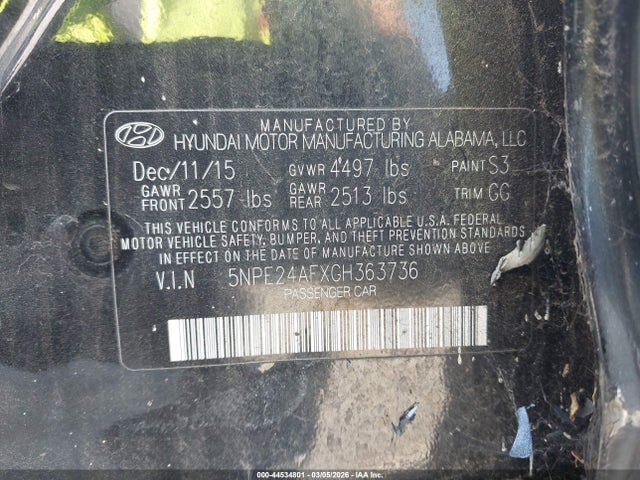 Hyundai SONATA SE 2016 5NPE24AFXGH363736 Image 9