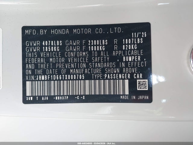 JHMBF1D66TX000705 Honda Prelude