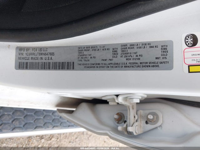 2021 RAM 1500 1C6RREJT8MN647605 Photo 8