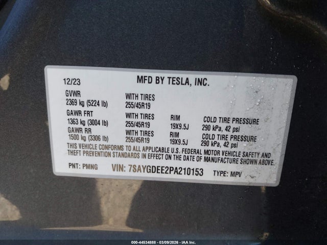 44534888 :رقم المزاد ، 7SAYGDEE2PA210153 vin ، 2023 Tesla Model Y Awd/long Range Dual Motor All-wheel Drive مزاد بيع