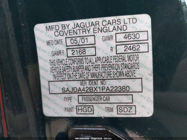 2001 JAGUAR XKR SAJDA42BX1PA22380 Photo 8