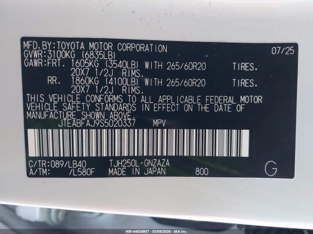 Toyota Land Cruiser 2025 JTEABFAJ9S5020337 Image 9