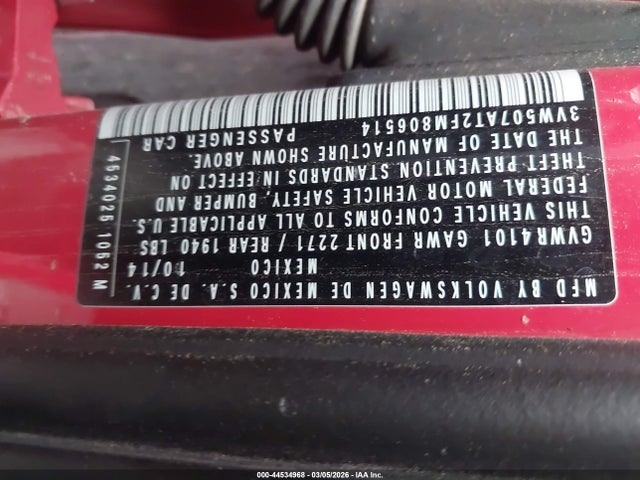 3VW507AT2FM806514 Volkswagen Beetle 1.8t
