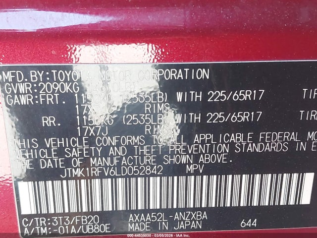 Toyota RAV4 LE 2020 JTMK1RFV6LD052842 Image 9