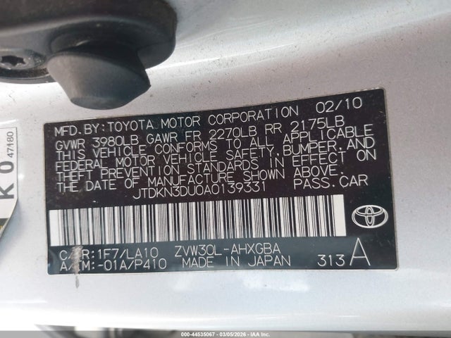 2010 TOYOTA PRIUS JTDKN3DU0A0139331 Photo 8