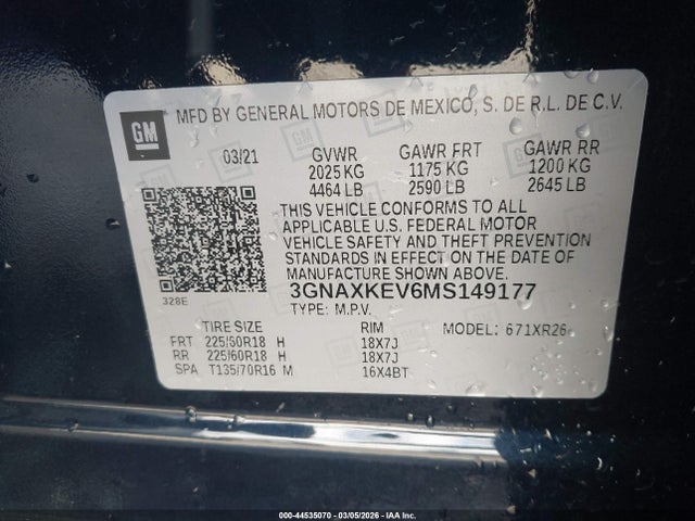 2021 CHEVROLET EQUINOX 3GNAXKEV6MS149177 Photo 8