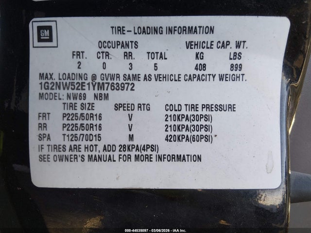 2000 PONTIAC GRAND AM 1G2NW52E1YM763972 Photo 8