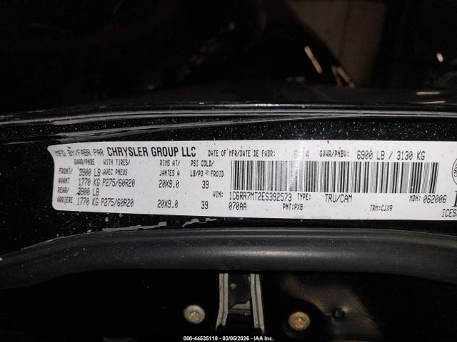 Продажа на аукционе авто 2014 Ram 1500 Sport, vin: 1C6RR7MT2ES392573, номер лота: 44535118