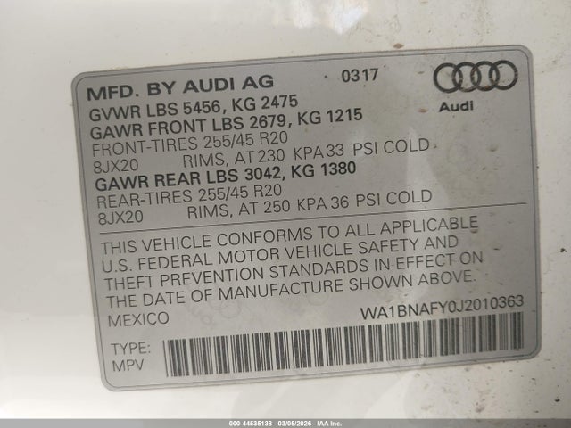 2018 AUDI Q5 WA1BNAFY0J2010363 Photo 8