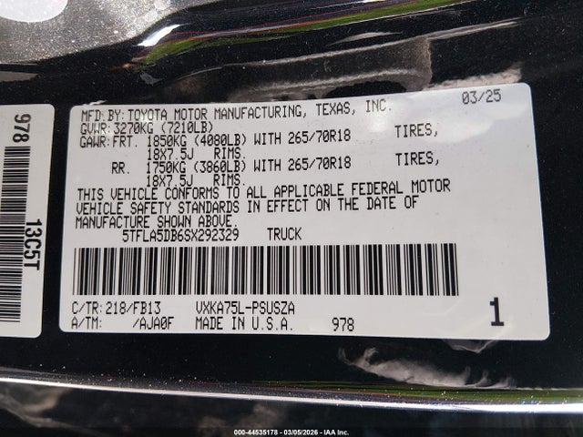 Toyota Tundra Sr5 2025 5TFLA5DB6SX292329 Image 9