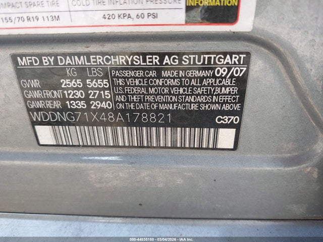 2008 Mercedes-benz S 550 მანქანა იყიდება აუქციონზე, vin: WDDNG71X48A178821, აუქციონის ნომერი: 44535180