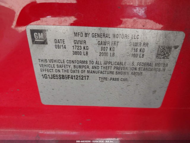 1G1JE5SB9F4121217 Chevrolet Sonic Ltz Auto