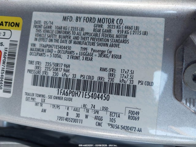 Ford FUSION SE 2014 1FA6P0H71E5404450 Image 9