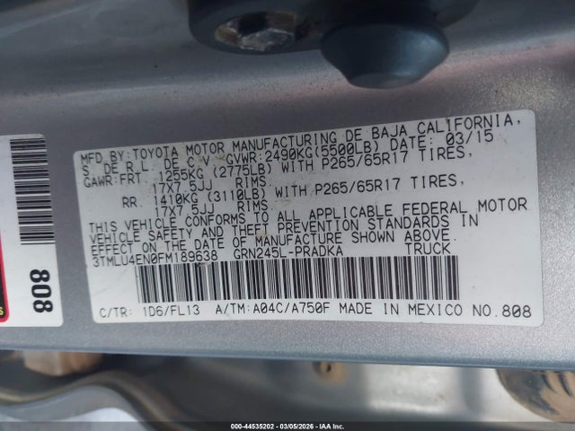 3TMLU4EN0FM189638 Toyota Tacoma Base V6