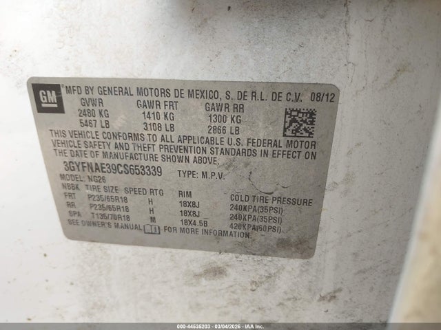 2012 CADILLAC SRX 3GYFNAE39CS653339 Photo 8