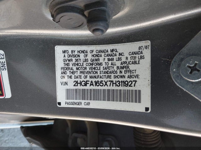 Aukcja sprzedaży 2007 Honda Civic Lx, vin: 2HGFA165X7H311927, numer aukcji: 44535210
