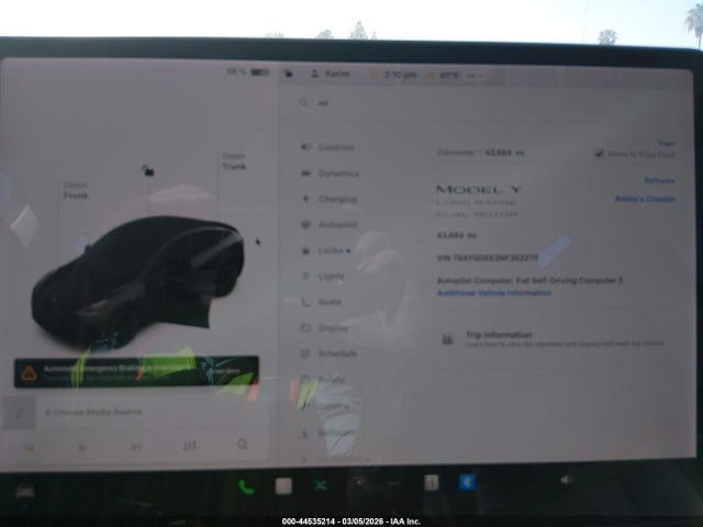 44535214 :رقم المزاد ، 7SAYGDEE3NF352270 vin ، 2022 Tesla Model Y Long Range Dual Motor All-wheel Drive مزاد بيع