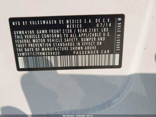 2017 VOLKSWAGEN JETTA 3VWDB7AJ9HM209920 Photo 8