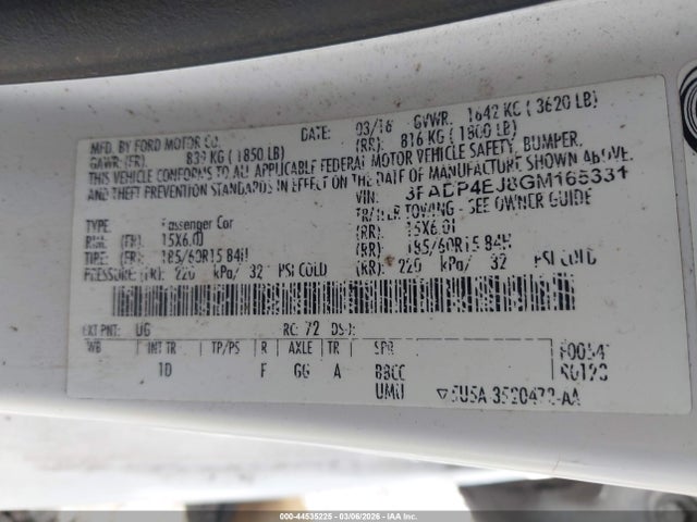 Ford FIESTA SE 2016 3FADP4EJ8GM165331 Image 9