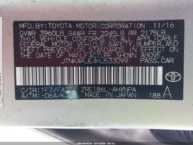 JTNKARJE4HJ533099 Toyota COROLLA IM