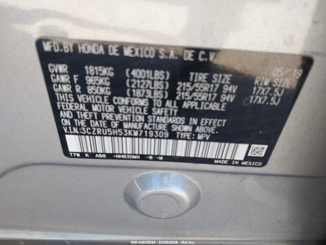3CZRU5H53KM719309 Honda HR-V EX